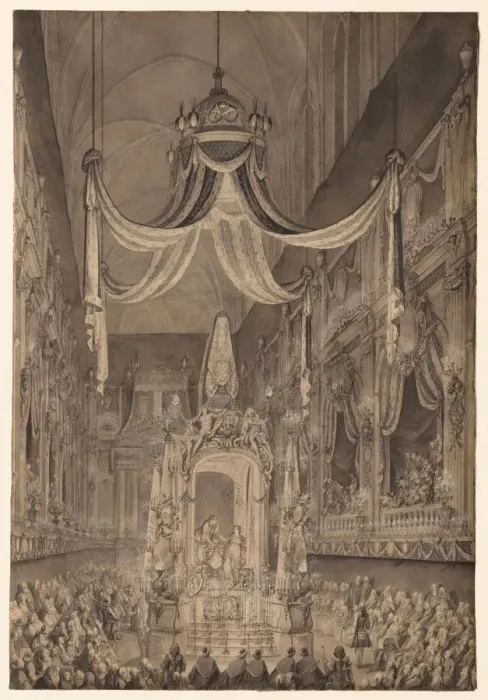 Framed Print : Funeral for Marie-Therese of Spain, Dauphine of France, in the Church of Notre Dame Framed Print : Funeral for Marie-Therese of Spain, Dauphine of France, in the Church of Notre Dame