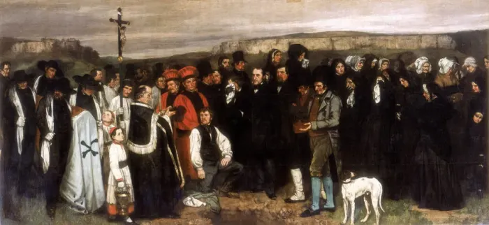 Framed Print : The Funeral at Ornans, 1850. Artist: Gustave Courbet Framed Print : The Funeral at Ornans, 1850. Artist: Gustave Courbet