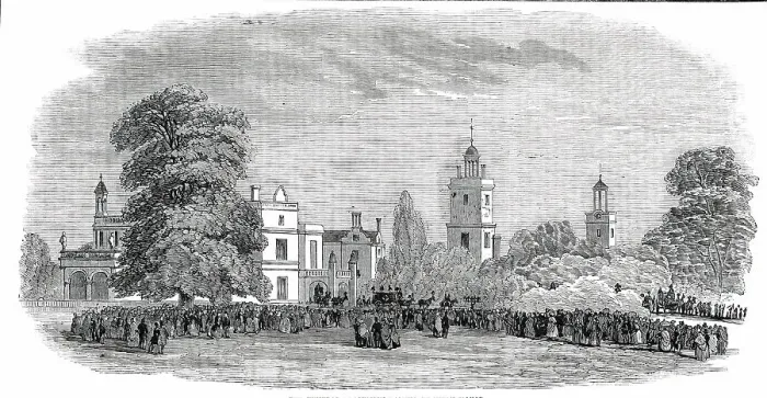 Framed Print : The Funeral Procession (of Sir Robert Peel) passing Drayton Manor, 1850. Creator: Unknown Framed Print : The Funeral Procession (of Sir Robert Peel) passing Drayton Manor, 1850. Creator: Unknown