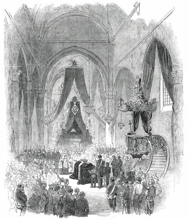 Framed Print : Funeral of the Queen of the Belgians - the Interment in the Church a Laeken, 1850. Creator: Unknown Framed Print : Funeral of the Queen of the Belgians - the Interment in the Church a Laeken, 1850. Creator: Unknown