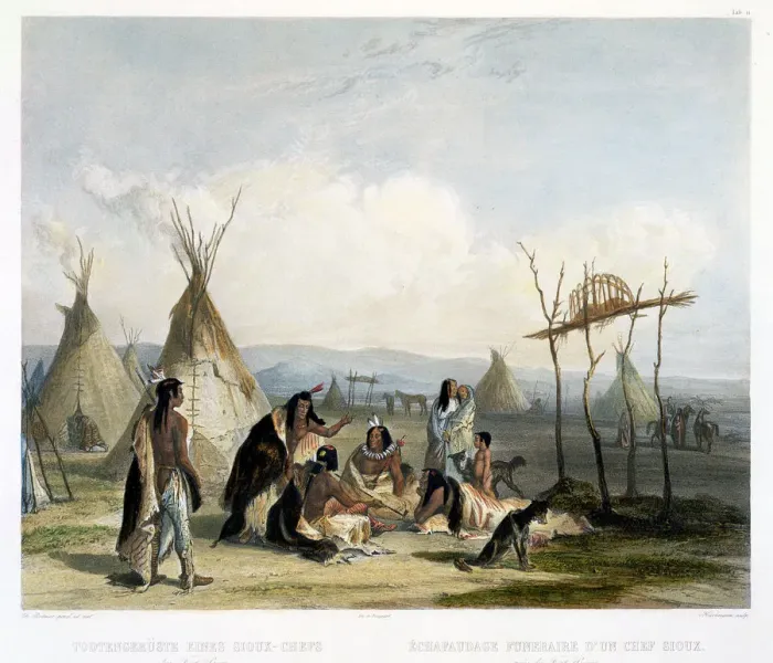 Framed Print : Funeral Scaffold of a Sioux Chief near Fort Pierre Artist: J Hurlimann Framed Print : Funeral Scaffold of a Sioux Chief near Fort Pierre Artist: J Hurlimann