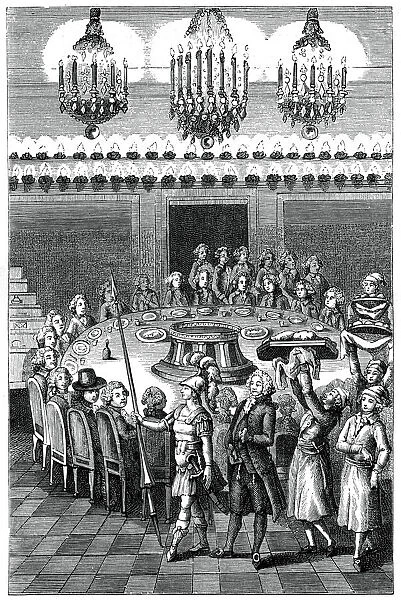 Funeral Supper, 1783, (1885). Artist: Binet