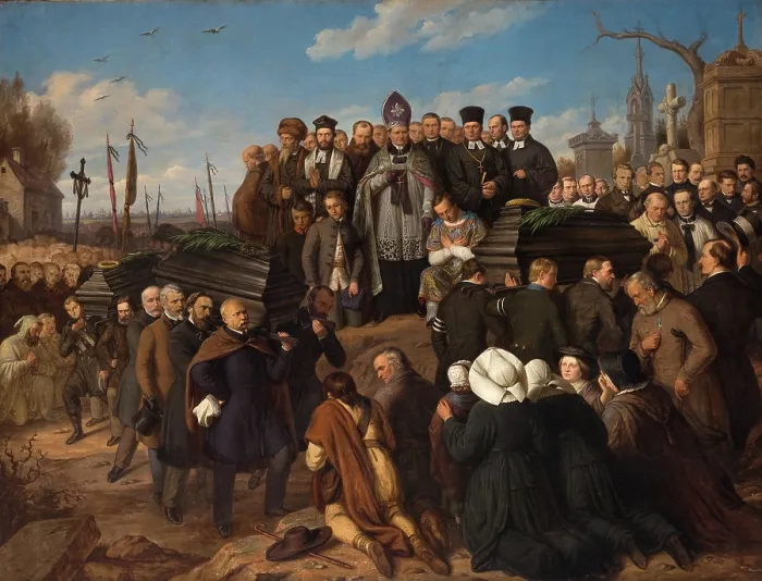 Framed Print : Funeral of the Five Victims, 1861. Creator: Aleksander Lesser Framed Print : Funeral of the Five Victims, 1861. Creator: Aleksander Lesser