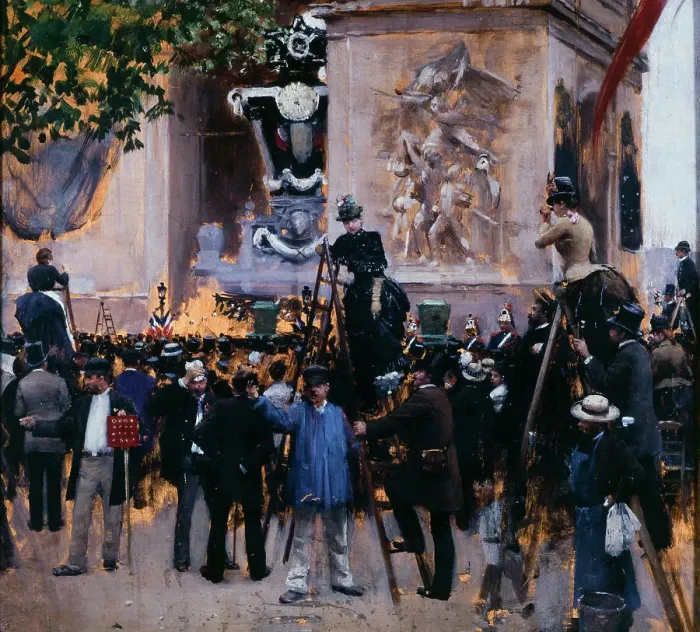 Framed Print : Funeral of Victor Hugo, Place de l'etoile (June 1, 1885), c1885. Creator: Jean Beraud Framed Print : Funeral of Victor Hugo, Place de l'etoile (June 1, 1885), c1885. Creator: Jean Beraud