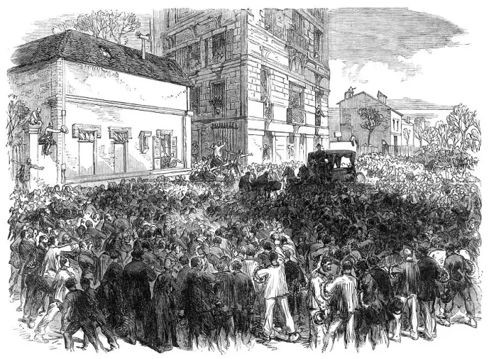 Framed Print : The Funeral of Victor Noir at Neuilly, 1870. Creator: Unknown Framed Print : The Funeral of Victor Noir at Neuilly, 1870. Creator: Unknown