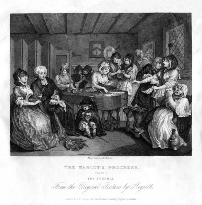 Framed Print : Her funerall properly attended, plate VI of The Harlots Progress, 1833. Artist: J Stubbs Framed Print : Her funerall properly attended, plate VI of The Harlots Progress, 1833. Artist: J Stubbs