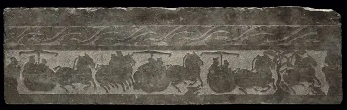 Framed Print : Funerary Relief with Chariot Procession, 2nd Century. Creator: Unknown Framed Print : Funerary Relief with Chariot Procession, 2nd Century. Creator: Unknown