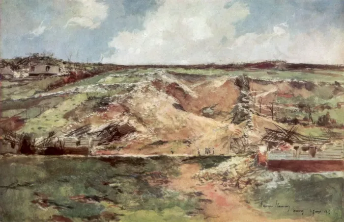 Framed Print : The Funnel of Carency, Artois, France, June 1915, (1926). Artist: Francois Flameng Framed Print : The Funnel of Carency, Artois, France, June 1915, (1926). Artist: Francois Flameng