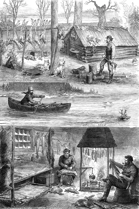Framed Print : Fur trappers in the backwoods of Canada, 1880. Creator: Unknown Framed Print : Fur trappers in the backwoods of Canada, 1880. Creator: Unknown
