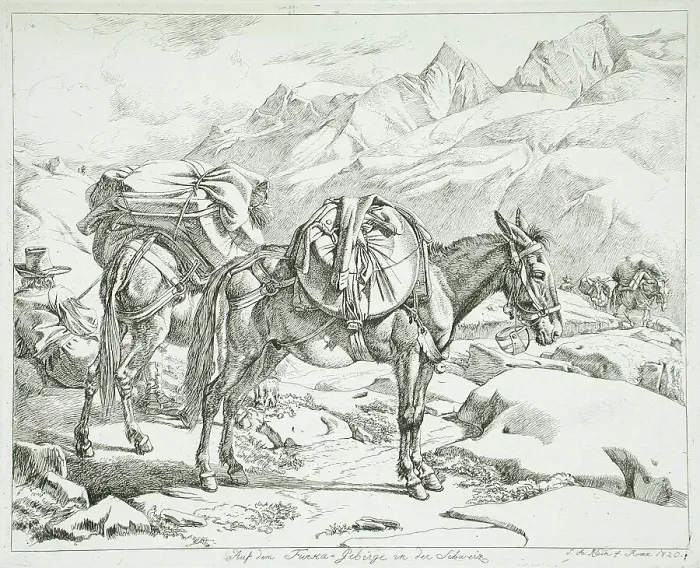 Framed Print : Furka Mountains, Switzerland, 1820. Creator: Johann Adam Klein Framed Print : Furka Mountains, Switzerland, 1820. Creator: Johann Adam Klein