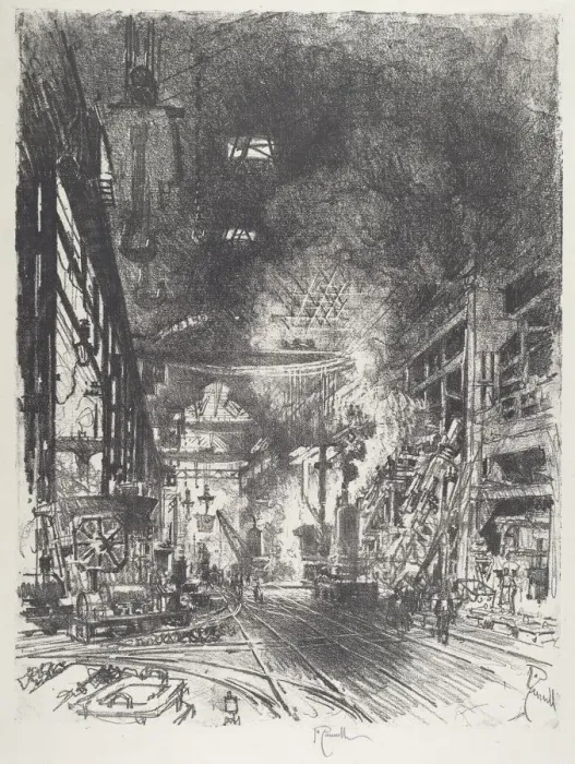 Framed Print : Within the Furnaces, 1916. Creator: Joseph Pennell Framed Print : Within the Furnaces, 1916. Creator: Joseph Pennell