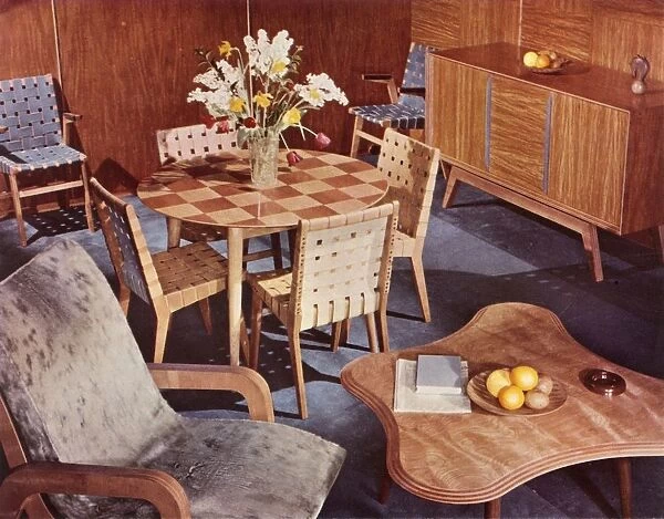 Furnishing designed by Neil Morris and made by H. Morris & Co. Ltd. 1949