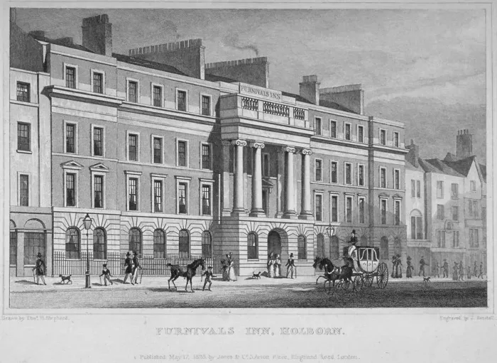 Framed Print : Furnivals Inn, City of London, 1828. Artist: W Henshall Framed Print : Furnivals Inn, City of London, 1828. Artist: W Henshall
