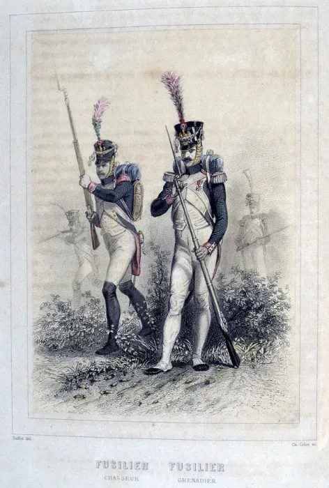 Framed Print : Fusilier Grenadier and Fusilier Chasseurs, 1859. Artist: Auguste Raffet Framed Print : Fusilier Grenadier and Fusilier Chasseurs, 1859. Artist: Auguste Raffet
