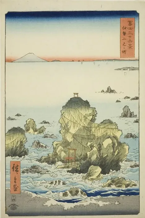 Framed Print : Futami Bay in Ise Province (Ise Futamigaura), from the series Thirty-six Views of Mount... 1858. Creator: Ando Hiroshige. Futami Bay in Ise Province (Ise Futamigaura), from the series Thirty-six Views of Mount... 1858 Framed Print : Futami Bay in Ise Province (Ise Futamigaura), from the series Thirty-six Views of Mount... 1858. Creator: Ando Hiroshige. Futami Bay in Ise Province (Ise Futamigaura), from the series Thirty-six Views of Mount... 1858