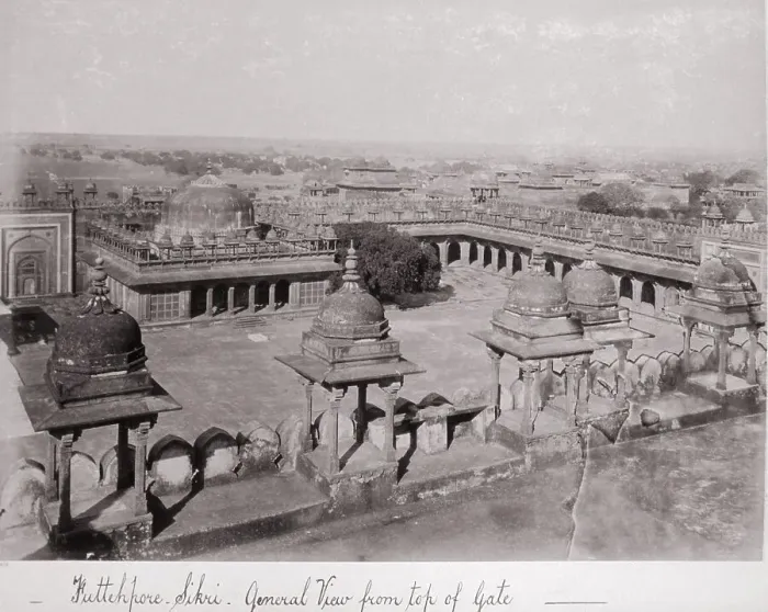 Framed Print : Futtehpore Sikri, General View from top of Gate, Late 1860s. Creator: Samuel Bourne Framed Print : Futtehpore Sikri, General View from top of Gate, Late 1860s. Creator: Samuel Bourne