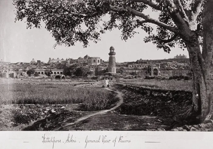 Framed Print : Futtehpore Sikri, General View of the Ruins, Late 1860s. Creator: Samuel Bourne Framed Print : Futtehpore Sikri, General View of the Ruins, Late 1860s. Creator: Samuel Bourne