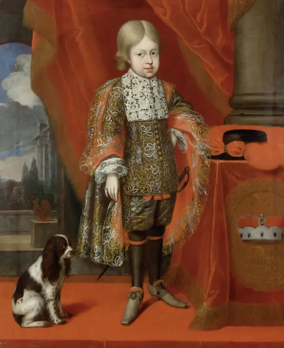 Framed Print : The future emperor Joseph I (1678-1711) at the age of six with a dog, 1684, 1684. Artist: Block, Benjamin von (1631-1690) Framed Print : The future emperor Joseph I (1678-1711) at the age of six with a dog, 1684, 1684. Artist: Block, Benjamin von (1631-1690)