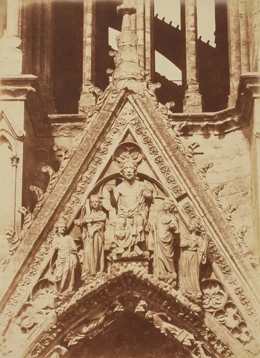 Framed Print : Gable: Christ of the Apocalypse Surrounded by Angels Carrying Instruments... Reims Cathedral, c1851 Creator: Henri Le Secq Framed Print : Gable: Christ of the Apocalypse Surrounded by Angels Carrying Instruments... Reims Cathedral, c1851 Creator: Henri Le Secq