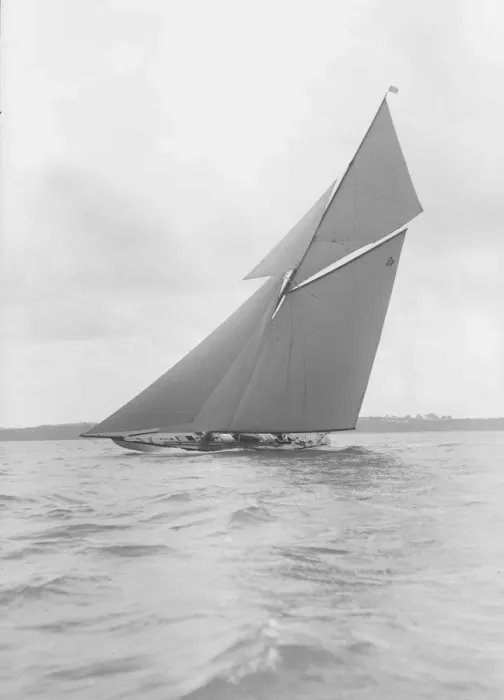 Framed Print : The gaff rigged 15 Metre yacht Paula III sailing close-hauled, 1915. Creator Framed Print : The gaff rigged 15 Metre yacht Paula III sailing close-hauled, 1915. Creator