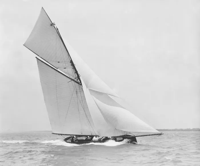 Framed Print : The gaff rigged cutter Bloodhound sailing close-hauled. Creator: Kirk & Sons of Cowes Framed Print : The gaff rigged cutter Bloodhound sailing close-hauled. Creator: Kirk & Sons of Cowes