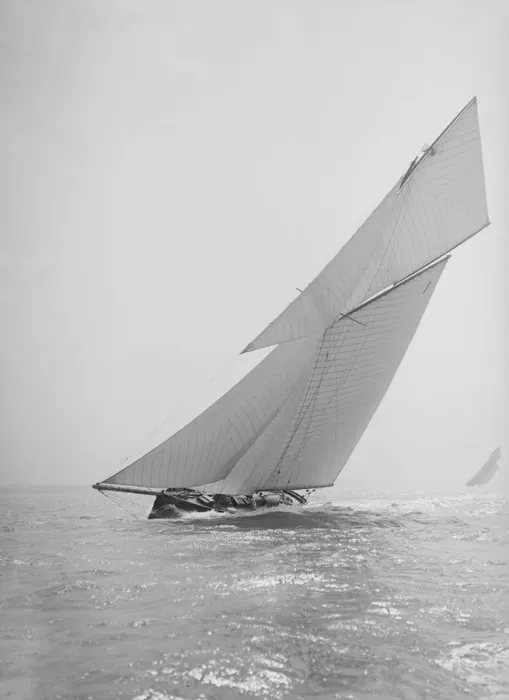 Framed Print : The gaff rigged cutter Bloodhound sailing close-hauled, 1911. Creator: Kirk & Sons of Cowes Framed Print : The gaff rigged cutter Bloodhound sailing close-hauled, 1911. Creator: Kirk & Sons of Cowes