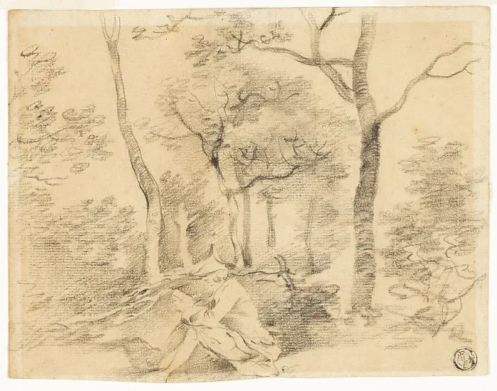 Framed Print : Gainsborough Sketching in Woods, c. 1747. Creator: Thomas Gainsborough Framed Print : Gainsborough Sketching in Woods, c. 1747. Creator: Thomas Gainsborough