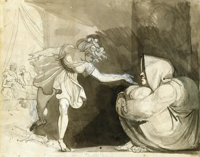 Framed Print : Galanthis Outwits Eileithyia by Announcing the Birth of Heracles / Portrait of Mrs... 1791. Creator: Henry Fuseli Framed Print : Galanthis Outwits Eileithyia by Announcing the Birth of Heracles / Portrait of Mrs... 1791. Creator: Henry Fuseli