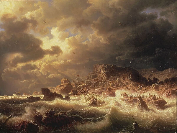 Gale on the Bohuslän Coast, 1857. Creator: Markus Larsson
