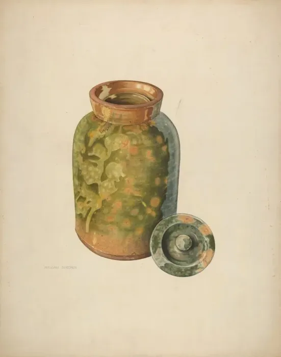 Framed Print : Galena Covered Jug, probably 1938. Creator: William Spiecker Framed Print : Galena Covered Jug, probably 1938. Creator: William Spiecker