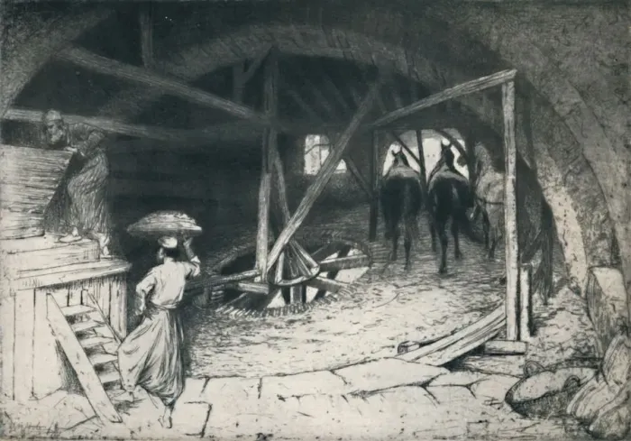 Framed Print : A Galilean Flour Mill, late 19th-early 20th century, (1922). Creator: William Brassey Hole Framed Print : A Galilean Flour Mill, late 19th-early 20th century, (1922). Creator: William Brassey Hole