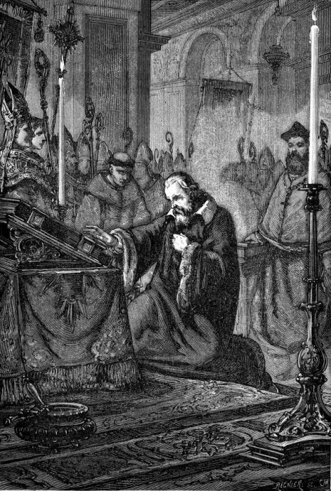 Framed Print : Galileo Galilei, Italian astronomer and mathematician recanting, 1633 (1880) Framed Print : Galileo Galilei, Italian astronomer and mathematician recanting, 1633 (1880)