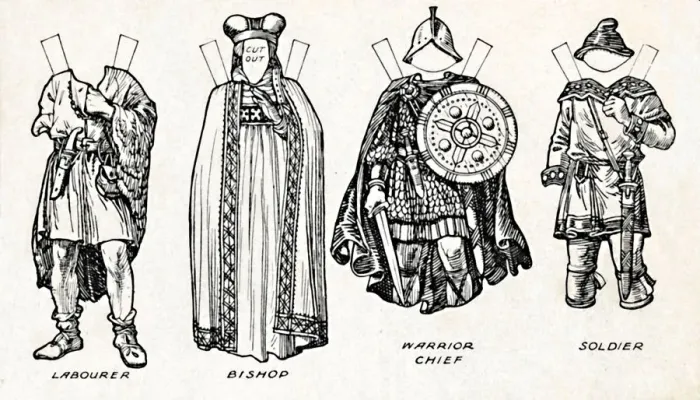 Framed Print : The Gallery of British Costume: How The People Dressed in Anglo-Saxon Times, c1934 Framed Print : The Gallery of British Costume: How The People Dressed in Anglo-Saxon Times, c1934