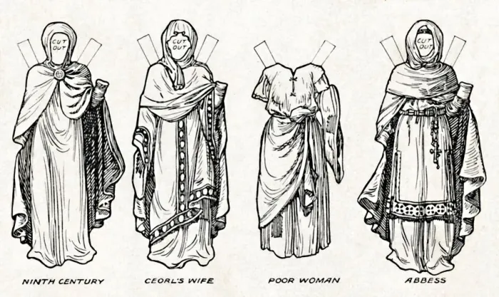 Framed Print : The Gallery of British Costume: How The People Dressed in Anglo-Saxon Times, c1934 Framed Print : The Gallery of British Costume: How The People Dressed in Anglo-Saxon Times, c1934