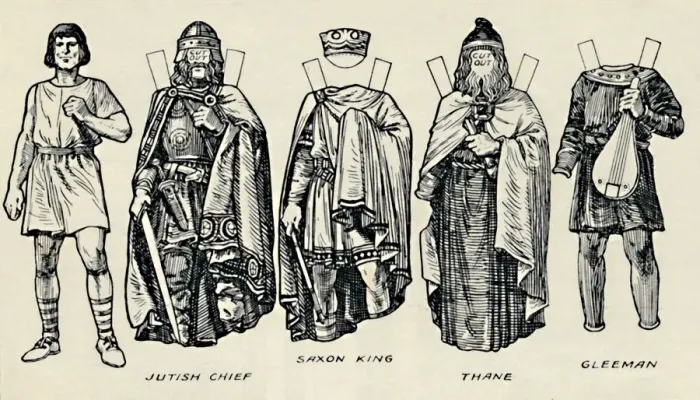 Framed Print : The Gallery of British Costume: How The People Dressed in Anglo-Saxon Times, c1934 Framed Print : The Gallery of British Costume: How The People Dressed in Anglo-Saxon Times, c1934