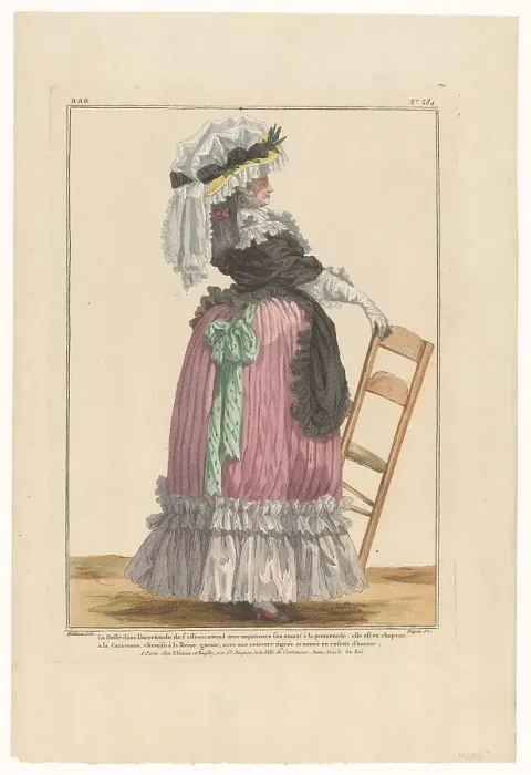 Framed Print : Gallery of French Fashions and Costumes, 1785, aaa. 284: Beauty in uncertainty (...), 1785. Creator: Nicolas Dupin Framed Print : Gallery of French Fashions and Costumes, 1785, aaa. 284: Beauty in uncertainty (...), 1785. Creator: Nicolas Dupin