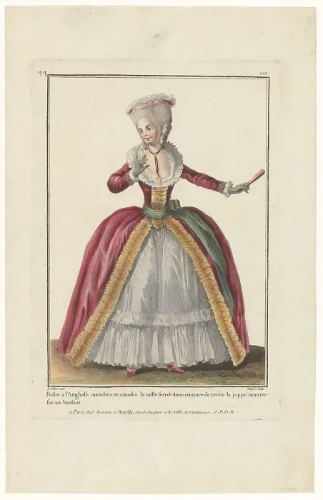 Framed Print : Gallery of French Fashions and Costumes, 1782, qq. 233: English dress with amadis (...), 1782. Creator: Dupin Framed Print : Gallery of French Fashions and Costumes, 1782, qq. 233: English dress with amadis (...), 1782. Creator: Dupin