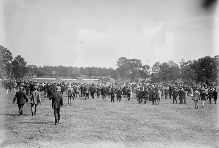 Framed Print : Gallery at golf match, 9 / 13 / 13, 1913. Creator: Bain News Service Framed Print : Gallery at golf match, 9 / 13 / 13, 1913. Creator: Bain News Service