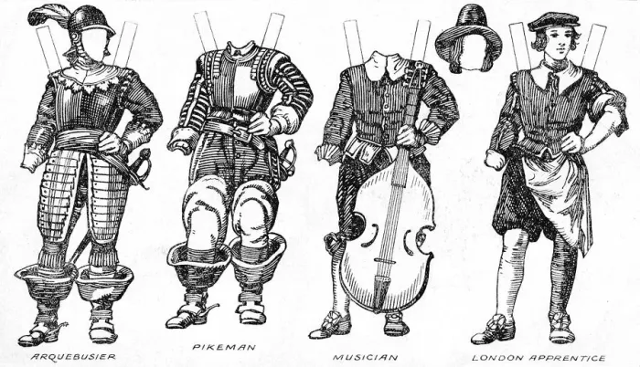 Framed Print : The Gallery of Historic Costume: Some Dresses of Cavaliers and Roundheads, c1934 Framed Print : The Gallery of Historic Costume: Some Dresses of Cavaliers and Roundheads, c1934