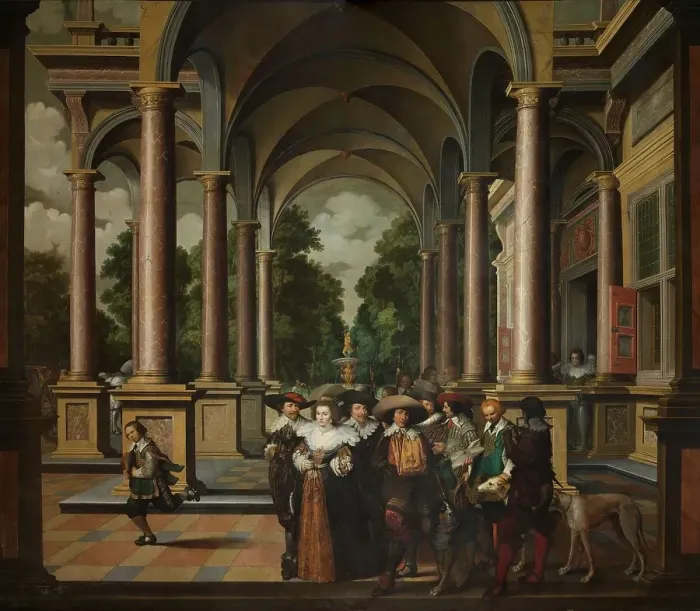 Framed Print : Gallery of a Palace with Ornamental Architecture and Columns, 1630-1632. Creator: Dirck van Delen Framed Print : Gallery of a Palace with Ornamental Architecture and Columns, 1630-1632. Creator: Dirck van Delen