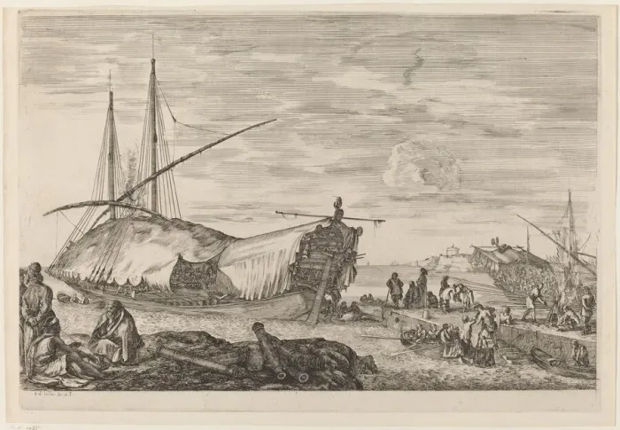 Framed Print : Galley with Deck Covered with Sails, probably c. 1654 / 1655. Creator: Stefano della Bella Framed Print : Galley with Deck Covered with Sails, probably c. 1654 / 1655. Creator: Stefano della Bella