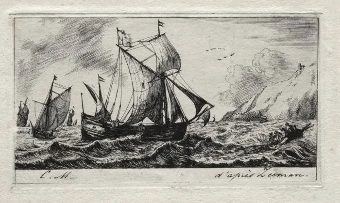 Framed Print : The Galliot of Jean de Vyl of Rotterdam, 1850. Creator: Charles Meryon (French, 1821-1868) Framed Print : The Galliot of Jean de Vyl of Rotterdam, 1850. Creator: Charles Meryon (French, 1821-1868)