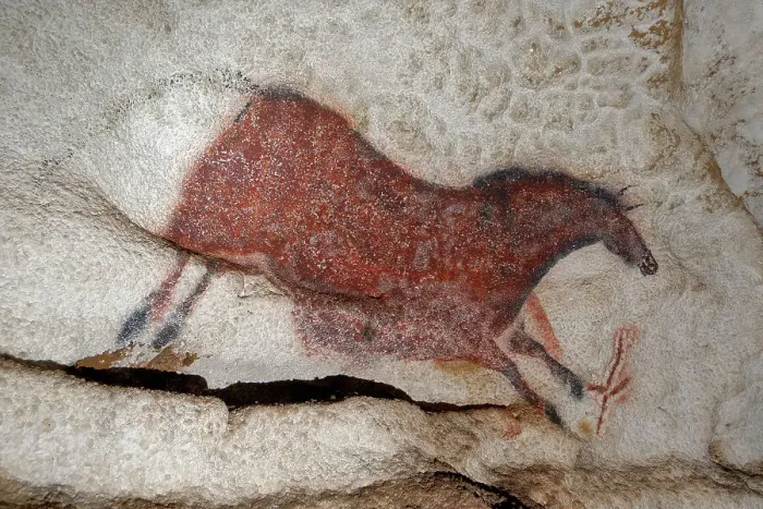 Framed Print : Galloping horse. Caves painting of Lascaux, ca 16.000-15.000 BC. Creator: Art of the Upper Paleolithic Framed Print : Galloping horse. Caves painting of Lascaux, ca 16.000-15.000 BC. Creator: Art of the Upper Paleolithic