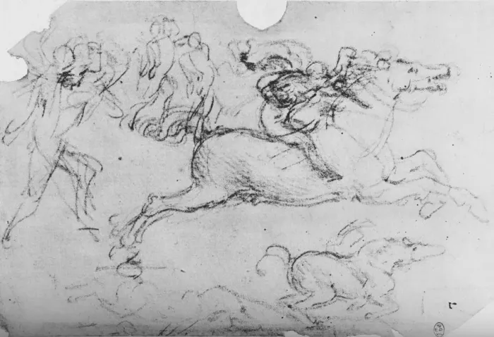 Framed Print : Galloping Horseman and Other Figures, c1480 (1945). Artist: Leonardo da Vinci Framed Print : Galloping Horseman and Other Figures, c1480 (1945). Artist: Leonardo da Vinci