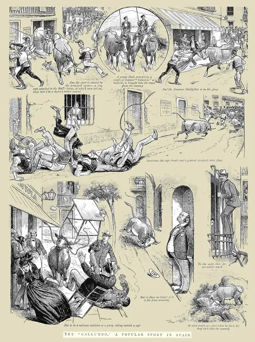 Framed Print : The Gallumbo, a popular Sport in Spain, 1891. Creator: Unknown. The Gallumbo, a popular Sport in Spain, 1891. Creator: Unknown Framed Print : The Gallumbo, a popular Sport in Spain, 1891. Creator: Unknown. The Gallumbo, a popular Sport in Spain, 1891. Creator: Unknown