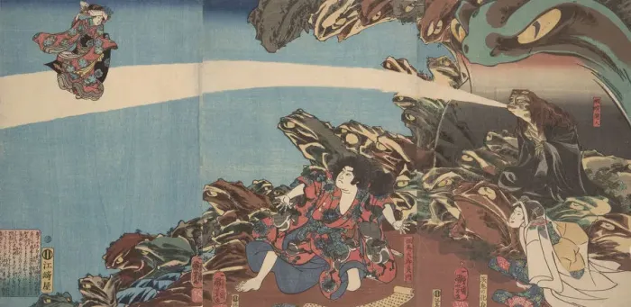 Framed Print : Gama Sennins Animus (from the series Ibaraki no keshin). Artist: Kuniyoshi, Utagawa (1797-1861) Framed Print : Gama Sennins Animus (from the series Ibaraki no keshin). Artist: Kuniyoshi, Utagawa (1797-1861)