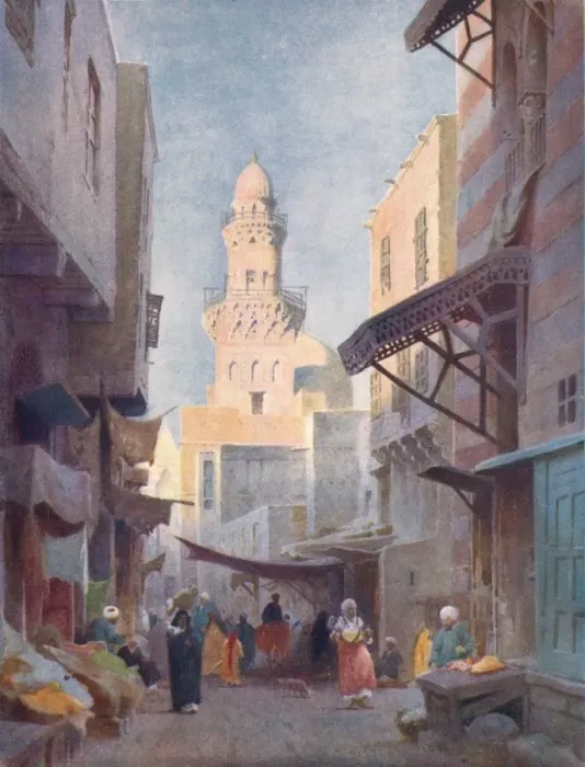 Framed Print : The Gamalieh and Mosque of the Sultan Babs, Cairo, c1880, (1904). Artist: Robert George Talbot Kelly