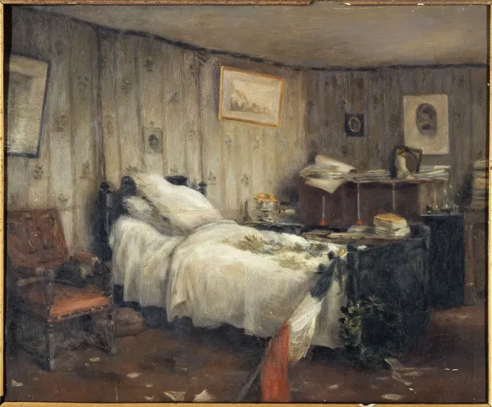 Framed Print : Gambetta's mortuary chamber, in his villa in Les Jardies, Ville-d'Avray, January 1883. Creator: Orens Denizard Framed Print : Gambetta's mortuary chamber, in his villa in Les Jardies, Ville-d'Avray, January 1883. Creator: Orens Denizard