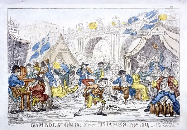 Gambols on the River Thames, Feby, 1814. Artist: George Cruikshank