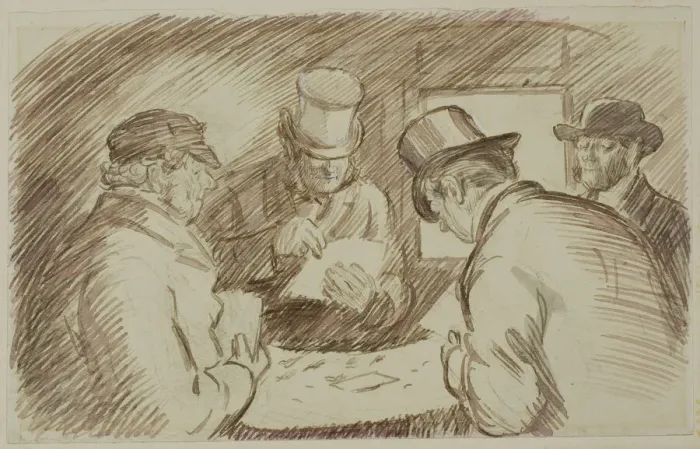 Framed Print : A Game of Cards, 1870 / 91. Creator: Charles Samuel Keene Framed Print : A Game of Cards, 1870 / 91. Creator: Charles Samuel Keene